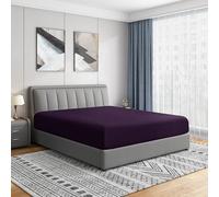Cathay Luxury Silky Soft Polyester Single Fitted Sheet, Queen Size, Eggplant