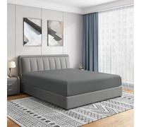 Cathay Luxury Silky Soft Polyester Single Fitted Sheet, Queen Size, Gray
