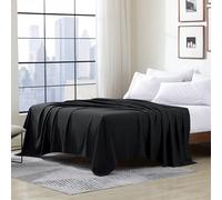Cathay Luxury Silky Soft Polyester Single Flat Sheet, Full Size, Black