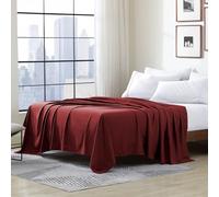 Cathay Luxury Silky Soft Polyester Single Flat Sheet, Queen Size, Burgundy