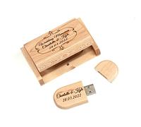 Cathcart Elliot 32GB USB 3.1 Flash Drive - Personalised Wooden Presentation Box, High-Speed USB Stick for Photos, Videos, Presentations, Ideal for Weddings, Corporate Gifts, Memory Keepsakes