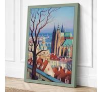 Cathedral and River Vintage Canvas Wall Art Print 18x12 Inch
