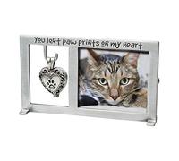 Cathedral Art Paw Prints on My Heart Pet Memorial Picture Frame, 2.25-inch by 2.5-inch Photo, Silver