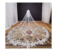 Cathedral Bridal Veil with Lace Appliques, Elegant Wedding Accessory for Bride, Long Tulle Veil for Ceremony