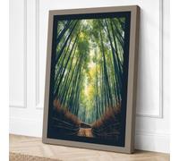 Cathedral Forest Japandi Canvas Wall Art Print 18x12 Inch
