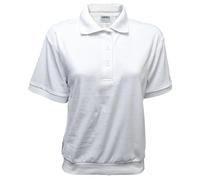 Cathedral Ladies Bowling New Zealand Polo All White Soft Fine Knit Performance Polyester Cotton Short Sleeve Blouse Bowls Top Welted Hem Three Button Placket (UK, Numeric, 14, Regular, Regular)