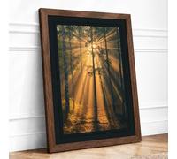 Cathedral Light Landscape Framed Wall Art Print A4 (29.7×21cm) Walnut, Wall Decor for Living Room, Bedroom, Office & Home, Ready to Hang, Art Gift