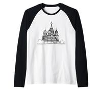 Cathedral Line Art Russia Raglan Baseball Tee