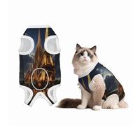 Cathedral of The Holy Family and Eiffel Tower Recovery Suit for Dogs Cats After Surgery,Pet Recovery Shirt, Dog Onesies Pet Surgery Recovery Suit