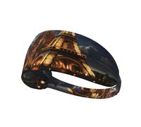 Cathedral of The Holy Family and Eiffel Tower Sports Head Tie for Men and Women-Headband Karate Tie Back Sweat Wicking Workout Head Band,Perfect for Running