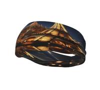 Cathedral of The Holy Family and Eiffel Tower Sports Sweatband, Unisex Headbands for Men and Women,Stretchy, Breathable, and Moisture-Wicking