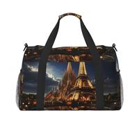 Cathedral Of The Holy Family And Eiffel Tower Travel Duffle Bag, Weekender Bags For Men And Women, Suitable For Travel And Outdoor Activities