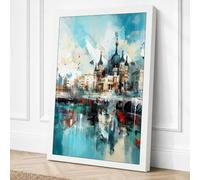 Cathedral Over Water Canvas Wall Art Print 18x12 Inch