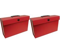 Cathedral Products 21 Pocket Cardboard Expanding File Case - Red (Pack of 2)