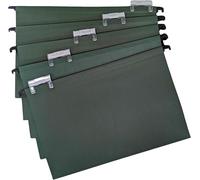 Cathedral Products A4+ (Foolscap) Green Manilla Suspension Files with Clip on Index Tabs and Inserts - Pack of 20