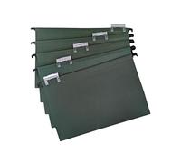 Cathedral Products A4+ (Foolscap) Green Manilla Suspension Files with Clip on Index Tabs and Inserts - Pack of 20