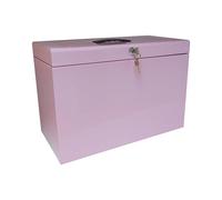 Cathedral Products A4+ (Foolscap) Steel File Box with Starter Pack of 5 Suspension Files - Pastel Pink