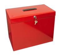 Cathedral Products A4 Steel File Box with Starter Pack of 5 Suspension Files - Red