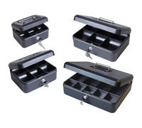Cathedral Products Key-lockable Cash Box with Lift-out 6-Compartment Coin Tray 10 Inch Black