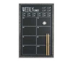 Cathedral Products Charcoal Frame Magnetic Weekly Planner Chalk Board | Premium Weekly Organiser | Includes Chalk Pencils & Magnet