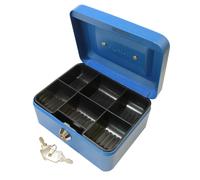 Cathedral Products Key Lockable Cash Box with Lift Out 6 Compartment Coin Tray -