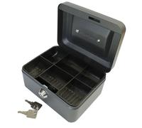 Valuex Metal Cash Box 150mm (6 in) Key Lock Black