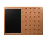 Cathedral Products Pegboard & Chalkboard Combination with 12 Hooks - Wood Effect - 75x55cm