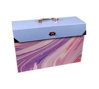 Cathedral Products Purple Abstract 19-Pocket Expanding Box File with Rose Gold-Coloured Accents | Stylish Document Organiser | A4 Size