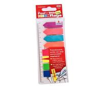 Cathedral Products Repositionable Neon Index Tabs with Guide 45mm x 12mm | Pack of 200 | Assorted Colours | Includes Clear Rule for Easy Positioning