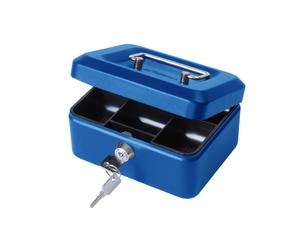 Cathedral Products Value 15cm (6 inch) key lock Metal Cash Box Blue