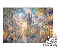 Cathedral Street Jigsaw Puzzles 1000Pc for Men | Impossible Puzzle Cathedral in Vivid Landscape Educational Game & Home Decoration 38x26cm/1000pcs