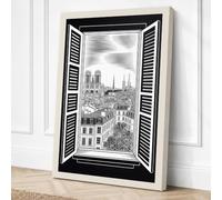 Cathedral Through Open Window Canvas Wall Art Print 18x12 Inch