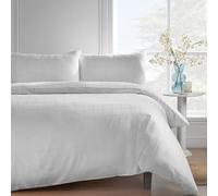 Catherine Lansfield 300 Thread Count Cotton Rich Woven Check Super King Fitted Sheet White