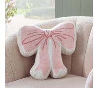 Catherine Lansfield Bow Boucle 3D Shaped Cushion Pink