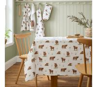 Catherine Lansfield Table Cloth Angus Highland Cow Cotton 137x178 cm Natural