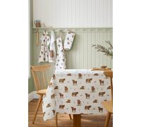 Catherine Lansfield Angus Highland Cow Cotton Table Cloth Natural - 137 x 229 cm - Natural