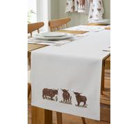 Catherine Lansfield 'Angus Highland Cow' Cotton 33x220cm Dining Table Runner in Natural | Size: 33x220 cm Catherine Lansfield Natural 33x220 cm