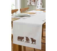 Catherine Lansfield 'Angus Highland Cow' Cotton 33x220cm Dining Table Runner in Natural | Size: 33x220 cm Catherine Lansfield Natural 33x220 cm
