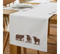 Catherine Lansfield Angus Highland Cow Cotton 33x220cm Dining Table Runner Natu