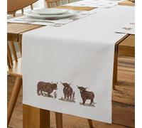 Catherine Lansfield Angus Highland Cow Cotton 33x220cm Dining Table Runner Natural