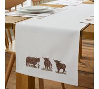 Catherine Lansfield Angus Highland Cow Cotton 33X220Cm Dining Table Runner Natural