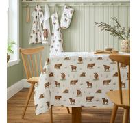 Catherine Lansfield 'Angus Highland Cow' Cotton 137x178cm Table Cloth in Natural | Size: 137x178 cm Catherine Lansfield Natural 137x178 cm