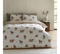 Catherine Lansfield 'Angus Highland Cow' Reversible Duvet Cover Set in Natural | Size: Double Catherine Lansfield Natural Double