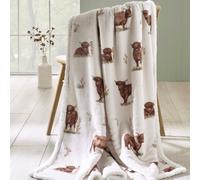 Catherine Lansfield Angus Highland Cow Throw-White-270x130cm