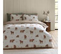 Catherine Lansfield Angus Highland Cow Reversible King Duvet Cover Set with Pillowcases Natural