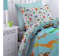 Catherine Lansfield Animal Adventures Duvet Cover Set 160 x 220 + 50 x 110 cm + Fitted Sheet White 90 x 200 cm