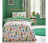 Catherine Lansfield Animal Magic Duvet Cover Kids Single Quilt Bedding Set Green