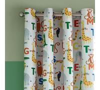 Catherine Lansfield Animal Magic Fully Reversible 66x72 Inch Eyelet Curtains Two Panels Natural