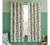 Catherine Lansfield Animal Magic Fully Reversible 66x72 Inch Eyelet Curtains Two Panels Natural