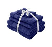 Catherine Lansfield 6-Piece Cotton Towel Set – Anti-Bacterial, Soft & Absorbent – Navy Blue